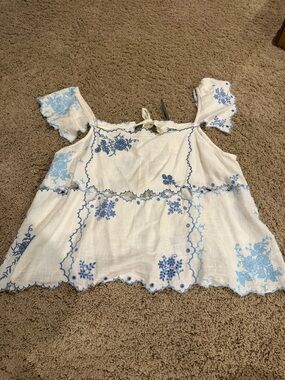 Anthropologie NWT White and Blue shirt